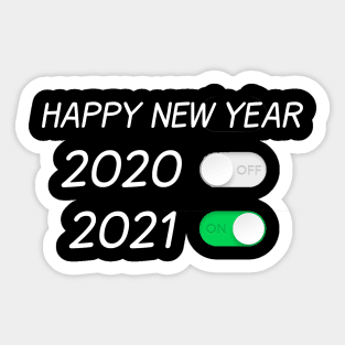 Happy New Year On Off Button 2020 2021 Sticker